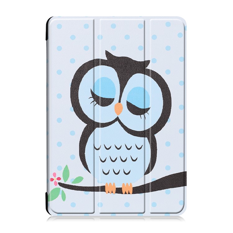 Pattern Printing Tri-fold Stand Leather Protection Case for Lenovo Tab M10 TB-X605F - Sleeping Owl-2