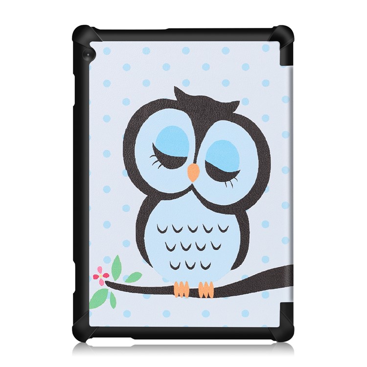 Pattern Printing Tri-fold Stand Leather Protection Case for Lenovo Tab M10 TB-X605F - Sleeping Owl-3