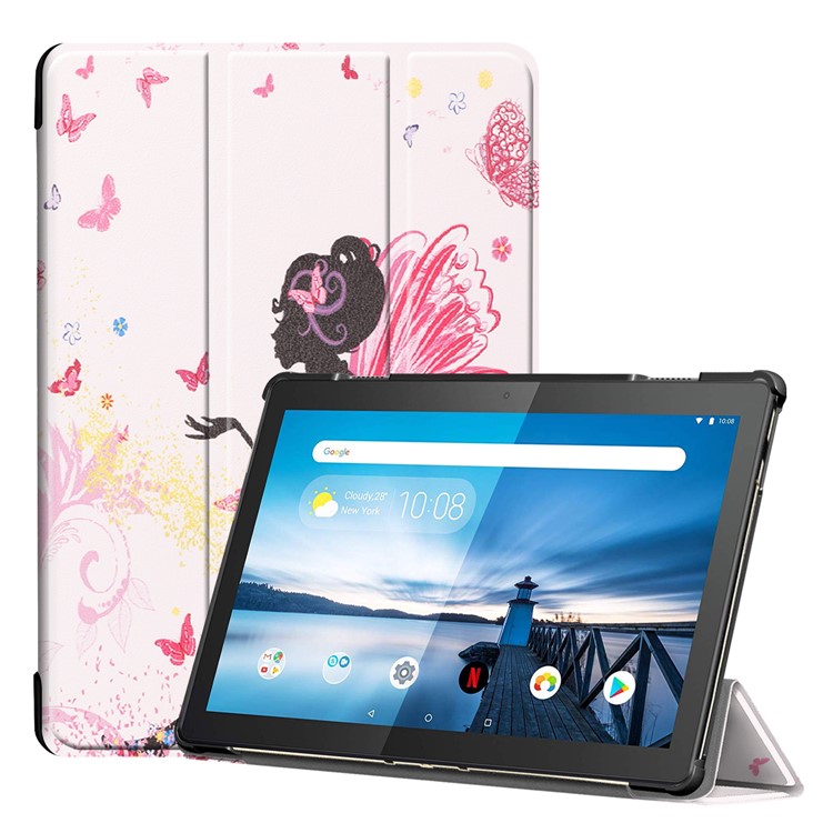 Pattern Printing Tri-fold Stand Leather Protection Case for Lenovo Tab M10 TB-X605F TB-X505F - Pretty Fairy-1