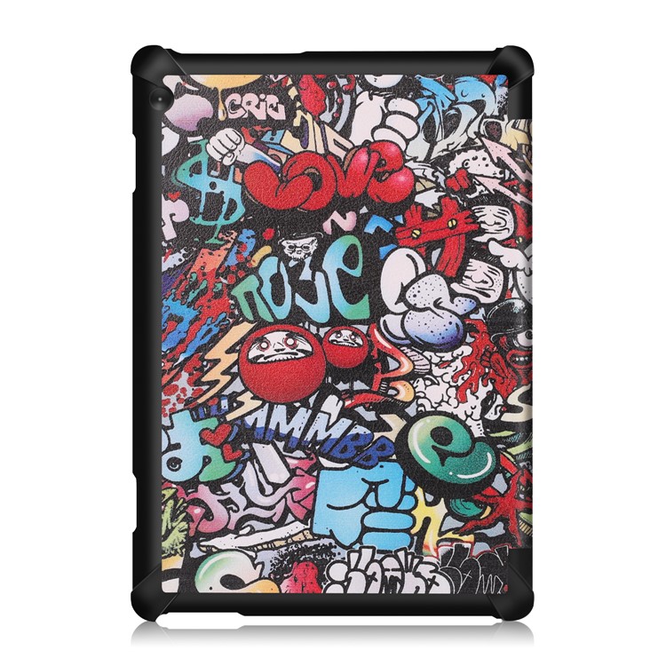 Pattern Printing Tri-fold Stand Leather Protection Case for Lenovo Tab M10 TB-X605F TB-X505F - Graffiti Pattern-3