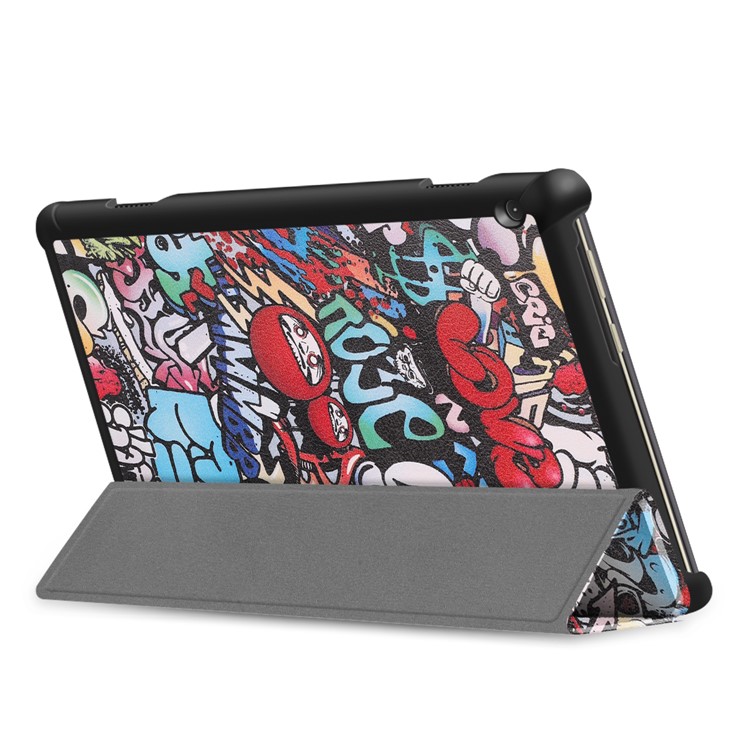 Pattern Printing Tri-fold Stand Leather Protection Case for Lenovo Tab M10 TB-X605F TB-X505F - Graffiti Pattern-7