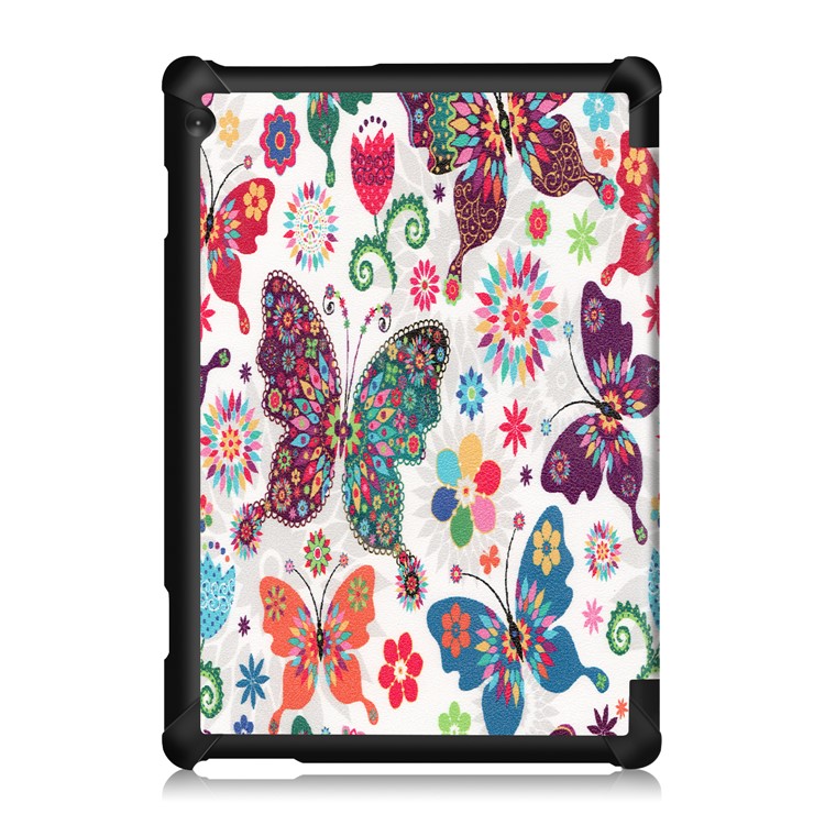 Pattern Printing Tri-fold Stand Leather Protection Case for Lenovo Tab M10 TB-X605F TB-X505F - Colorful Butterfly-3