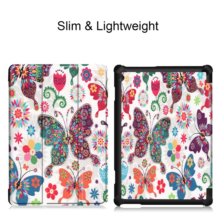 Pattern Printing Tri-fold Stand Leather Protection Case for Lenovo Tab M10 TB-X605F TB-X505F - Colorful Butterfly-4