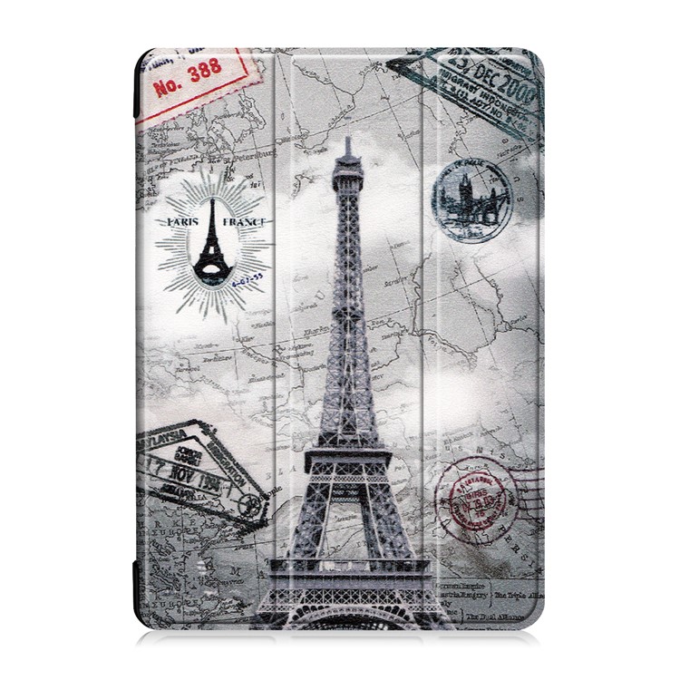 Pattern Printing Tri-fold Stand Leather Protection Case for Lenovo Tab M10 TB-X605F TB-X505F - Eiffel Tower-2