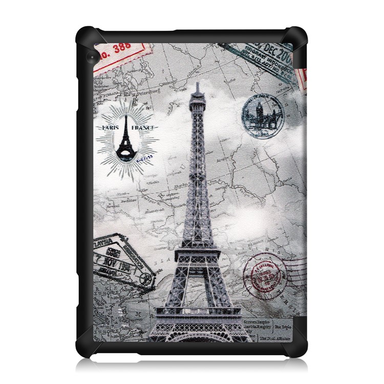 Dustproof Pattern Printing Tri-fold Stand Leather Protection Case for Lenovo Tab M10 TB-X605F TB-X505F - Eiffel Tower-3