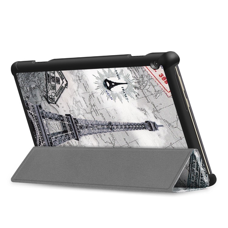 Pattern Printing Tri-fold Stand Leather Protection Case for Lenovo Tab M10 TB-X605F TB-X505F - Eiffel Tower-7