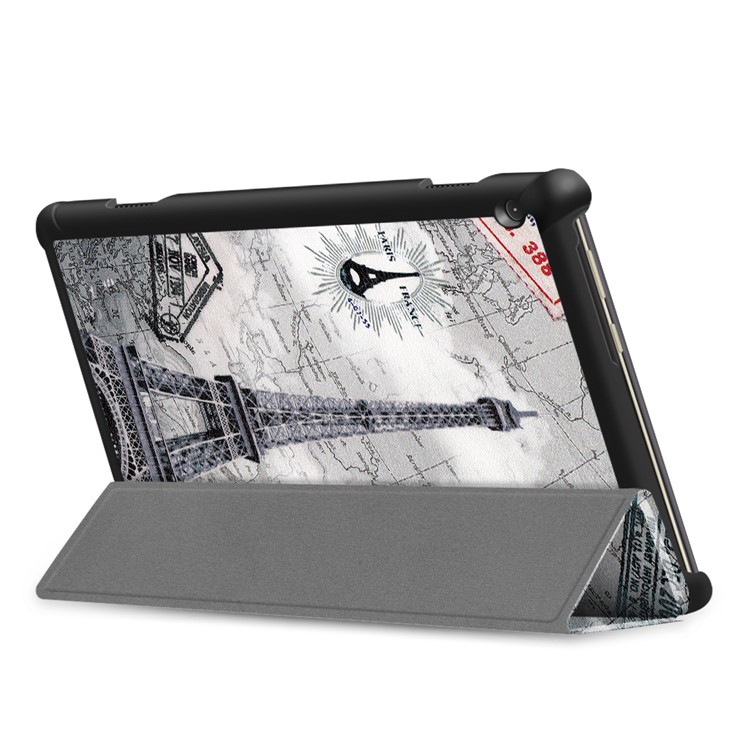 Padrão à Prova de Poeira Imprimento Tri Folto de Catura de Calaro de Catura Para Lenovo Tab M10 TB-X605F TB-X505F - Torre Eiffel