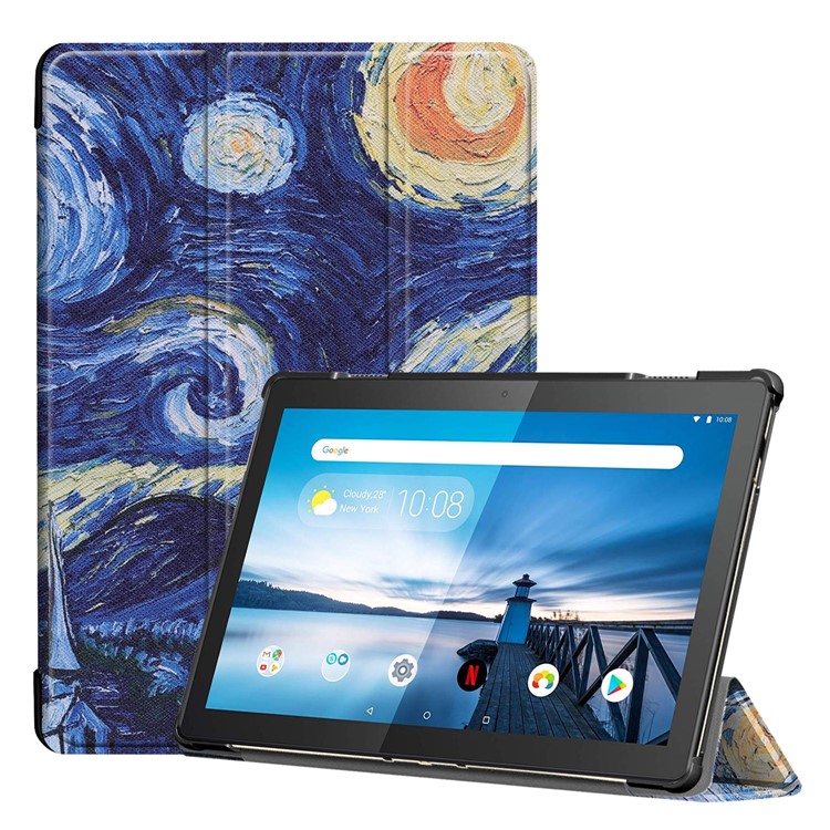 Pattern Printing Tri-fold Stand Leather Protection Case for Lenovo Tab M10 TB-X605F TB-X505F - Starry Sky-1
