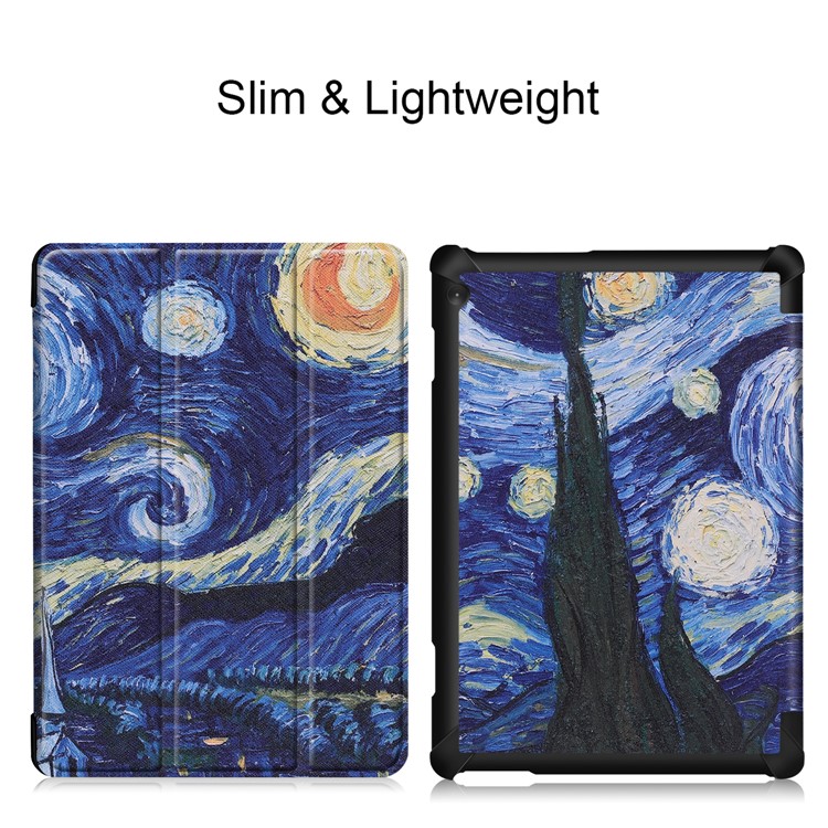 Pattern Printing Tri-fold Stand Leather Protection Case for Lenovo Tab M10 TB-X605F TB-X505F - Starry Sky-4