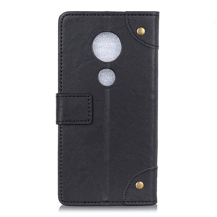 Rivet Decor Retro Style PU Leather Shell with Wallet Stand for Motorola Moto G7 Play (US Version) - Black-2