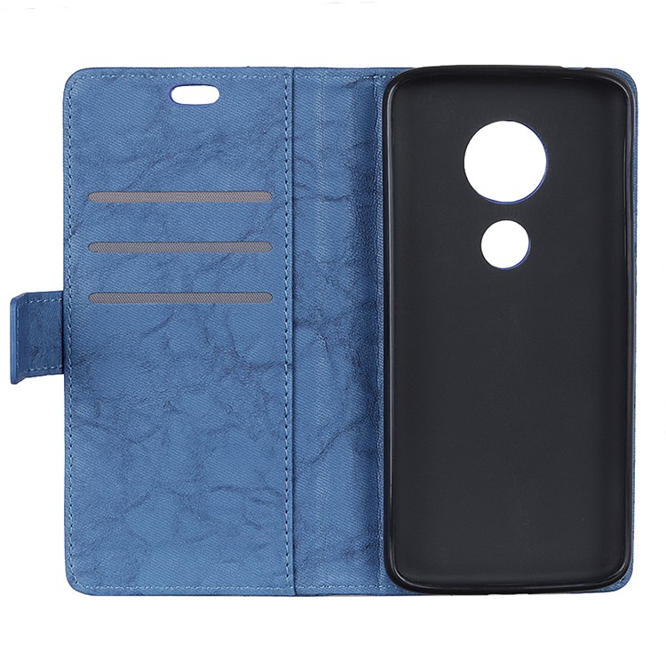 Rivet Decor Retro Style PU Leather Shell with Wallet Stand for Motorola Moto G7 Play (US Version) - Blue-3