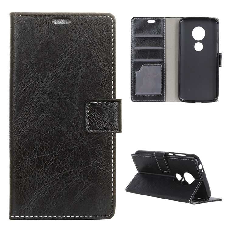 Retro Crazy Horse PU Leather Flip Shell for Motorola Moto G7 Play (US Version) - Black-1