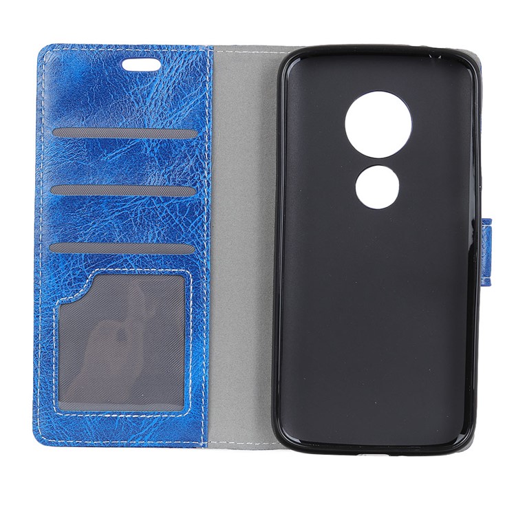 Retro Crazy Horse PU Leather Flip Shell for Motorola Moto G7 Play (US Version) - Blue-3