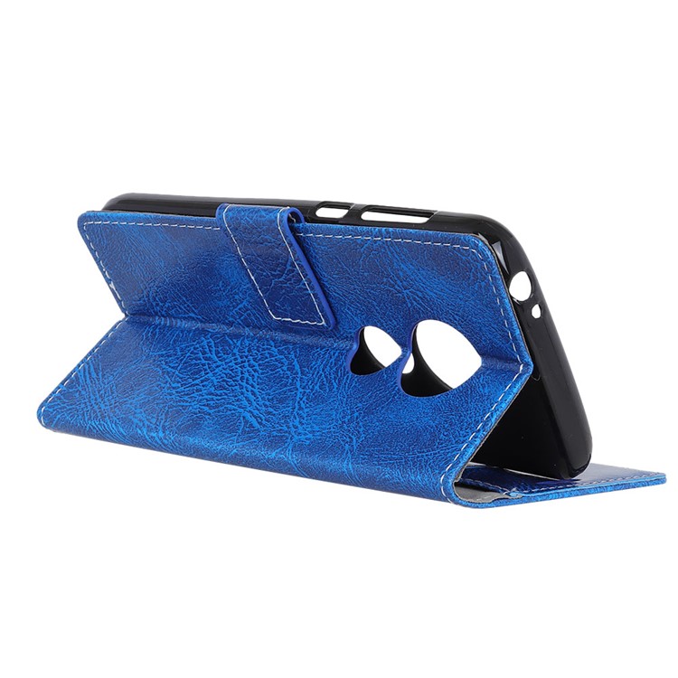 Retro Crazy Horse PU Leather Flip Shell for Motorola Moto G7 Play (US Version) - Blue-4