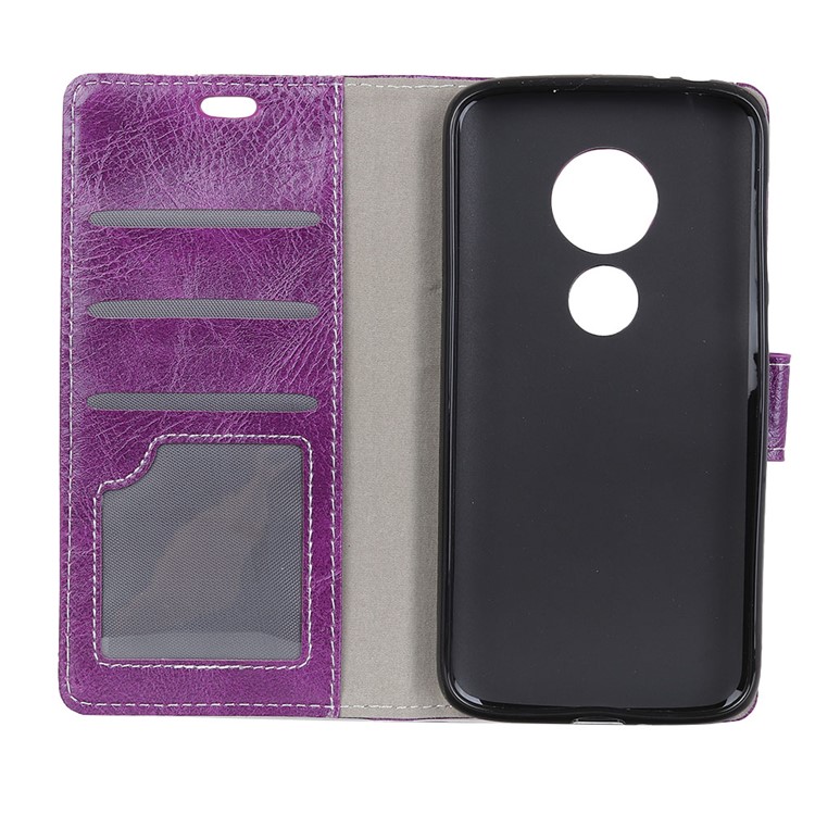 Retro Crazy Horse PU Leather Flip Shell for Motorola Moto G7 Play (US Version) - Purple-3