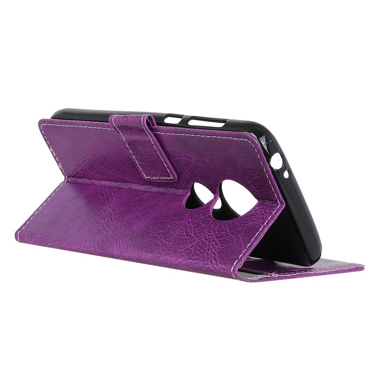 Retro Crazy Horse PU Leather Flip Shell for Motorola Moto G7 Play (US Version) - Purple-4