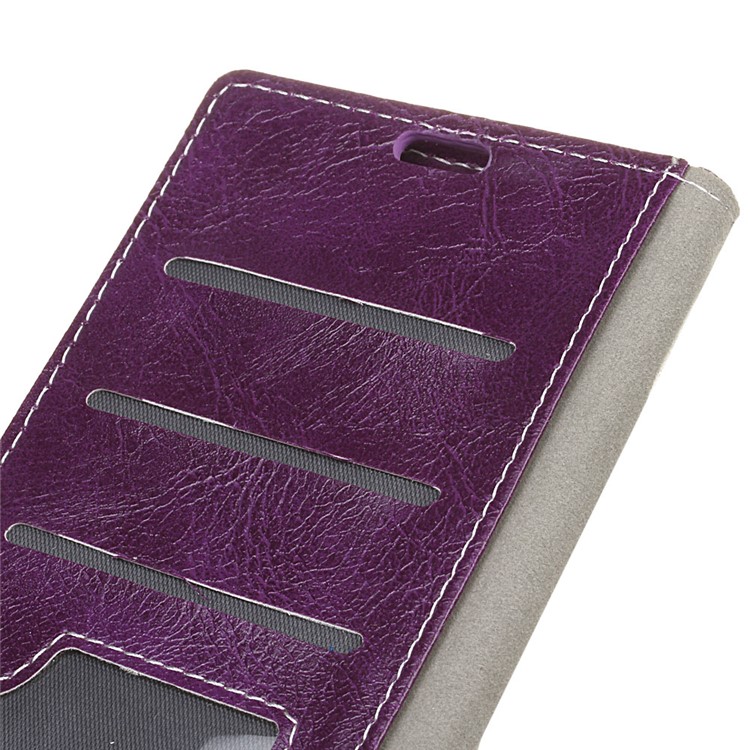 Retro Crazy Horse PU Leather Flip Shell for Motorola Moto G7 Play (US Version) - Purple-5