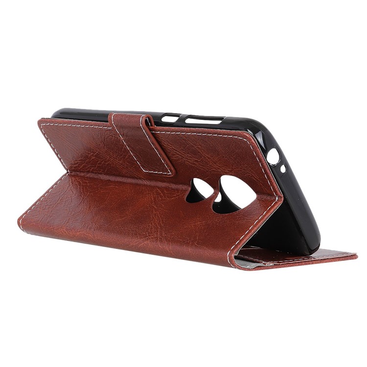 Retro Crazy Horse PU Leather Flip Shell for Motorola Moto G7 Play (US Version) - Brown-4