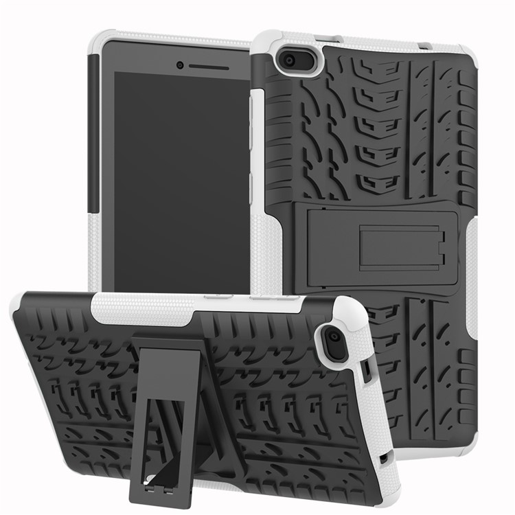 Cool Tyre PC + TPU Hybrid Case with Kickstand for Lenovo Tab E7 7.0 7104F - White-1