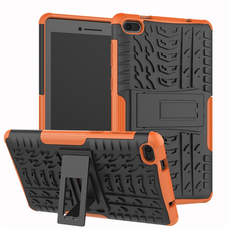 Cool Tyre PC + TPU Hybrid Case with Kickstand for Lenovo Tab E7 7.0 7104F - Orange-1