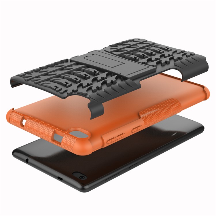 Cool Tyre PC + TPU Hybrid Case with Kickstand for Lenovo Tab E7 7.0 7104F - Orange-5