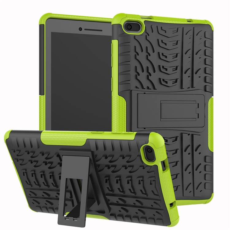 Cool Tyre PC + TPU Hybrid Case with Kickstand for Lenovo Tab E7 7.0 7104F - Green-1