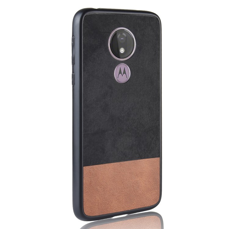 Bi-color Splicing PU Leather Coated PC + TPU Combo Case for Motorola Moto G7 Play (EU Version) - Black-2