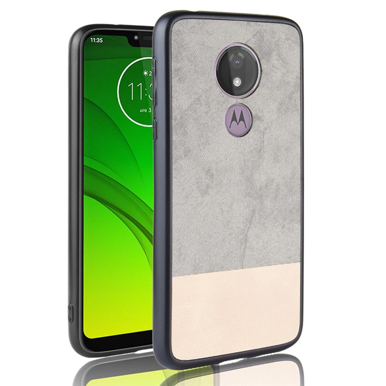 Bi-color Splicing PU Leather Coated PC + TPU Combo Case for Motorola Moto G7 Play (EU Version) - Grey-1