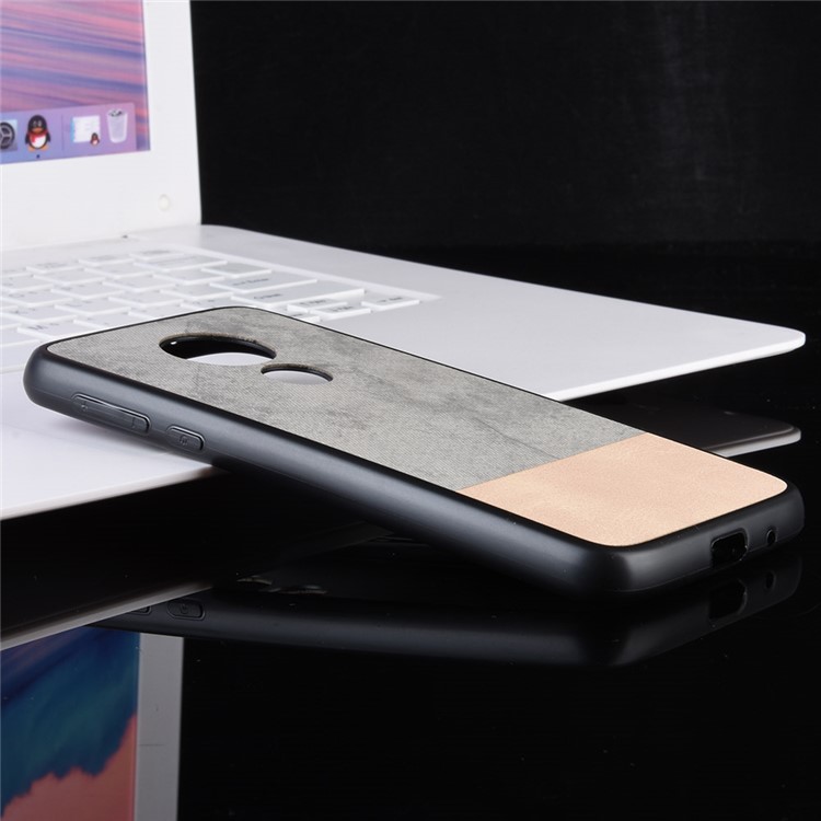 Bi-color Splicing PU Leather Coated PC + TPU Combo Case for Motorola Moto G7 Play (EU Version) - Grey-3