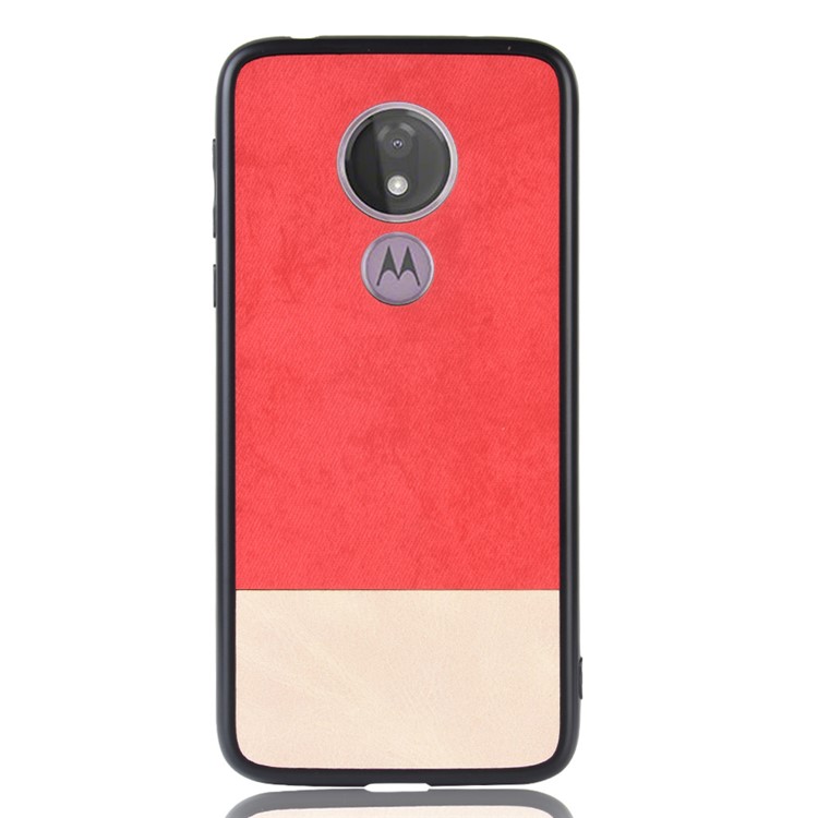 Bi-color Splicing PU Leather Coated PC + TPU Combo Case for Motorola Moto G7 Power (EU Version) - Red-2