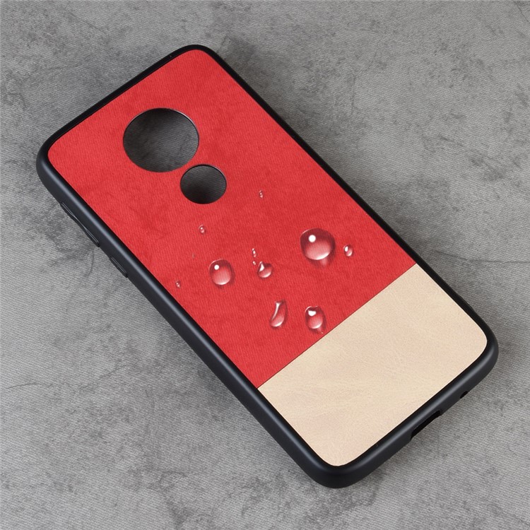 Bi-color Splicing PU Leather Coated PC + TPU Combo Case for Motorola Moto G7 Power (EU Version) - Red-4