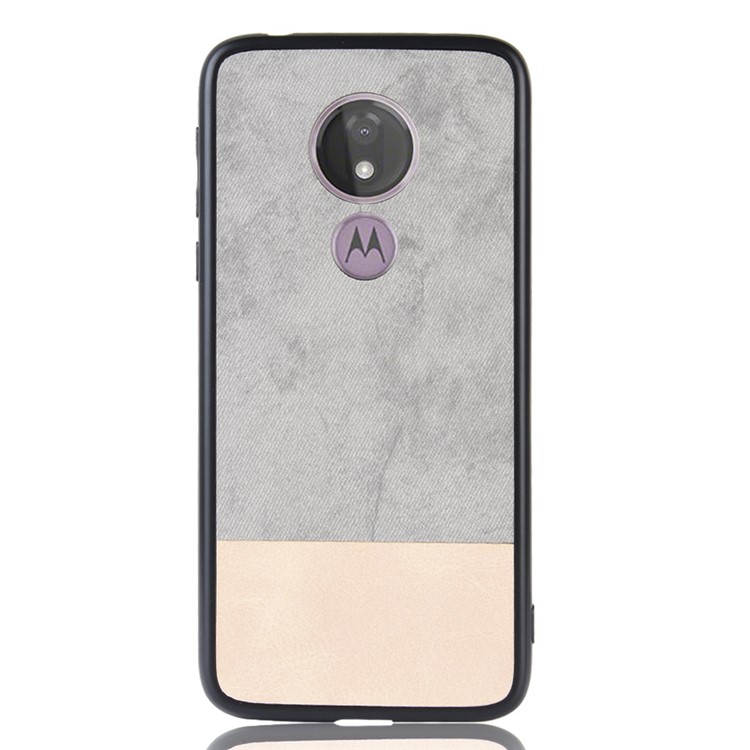Bi-color Splicing PU Leather Coated PC + TPU Combo Case for Motorola Moto G7 Power (EU Version) - Grey-2