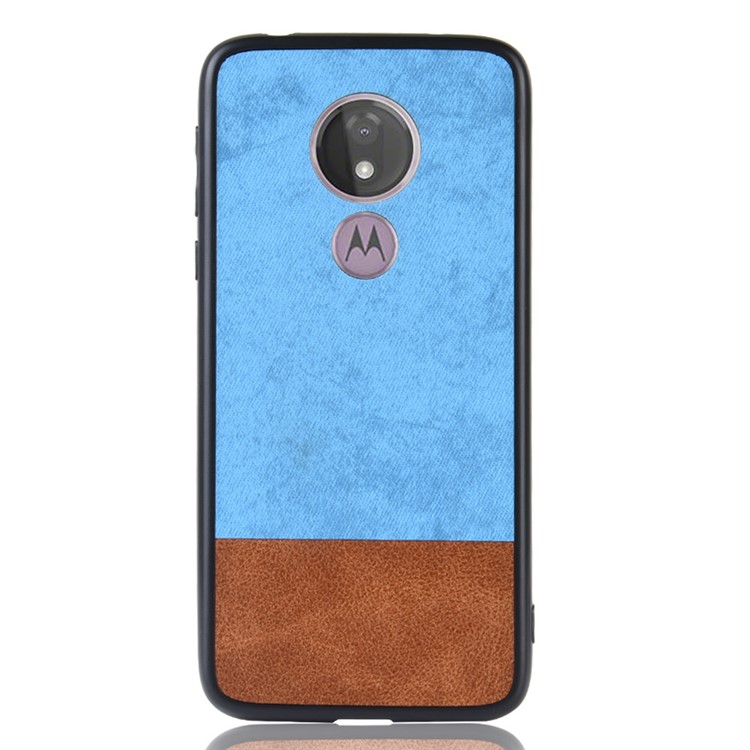 Bi-color Splicing PU Leather Coated PC + TPU Combo Case for Motorola Moto G7 Power (EU Version) - Blue-2