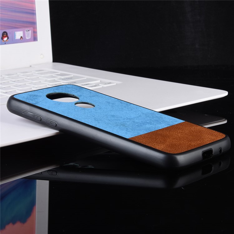 Bi-color Splicing PU Leather Coated PC + TPU Combo Case for Motorola Moto G7 Power (EU Version) - Blue-3
