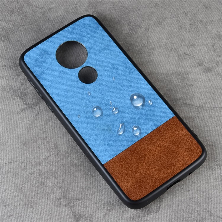 Bi-color Splicing PU Leather Coated PC + TPU Combo Case for Motorola Moto G7 Power (EU Version) - Blue-4