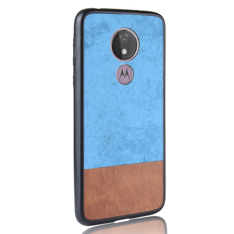 Bi-color Splicing PU Leather Coated PC + TPU Combo Case for Motorola Moto G7 Power (EU Version) - Blue-5