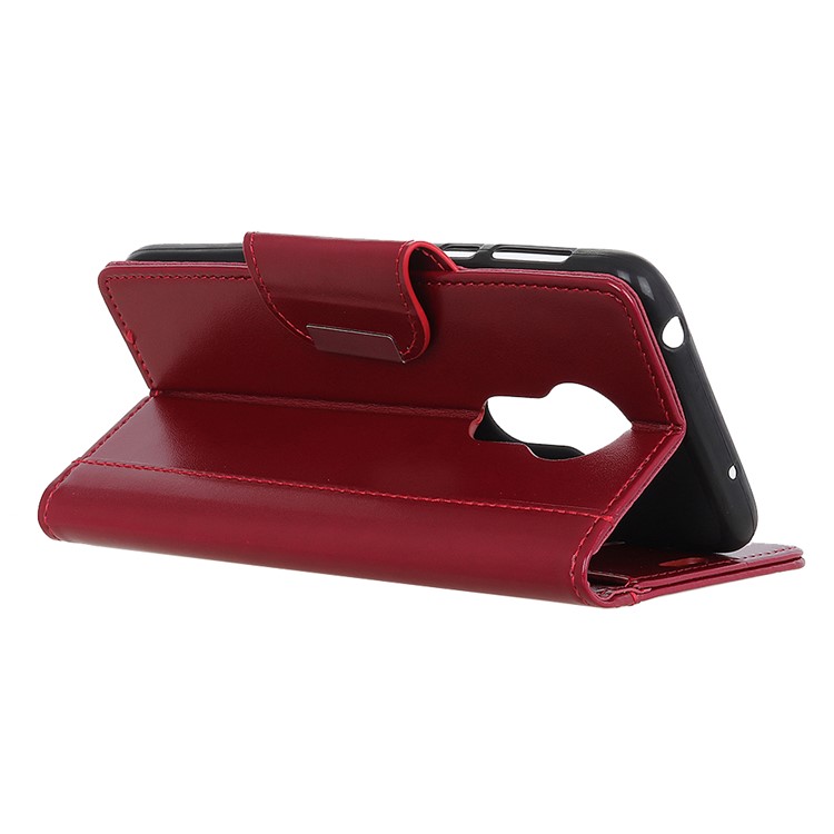 Protective PU Leather Wallet Stand Case for Motorola Moto G7 Power (EU Version) - Red-11