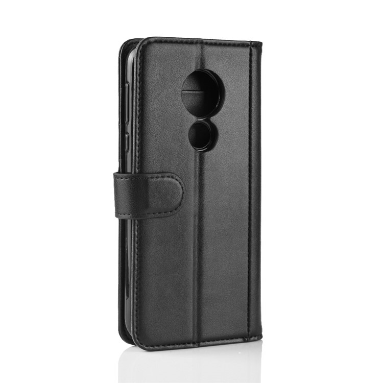 Genuine Split Leather Wallet Stand Case for Motorola Moto G7 Power (EU Version) - Black-8
