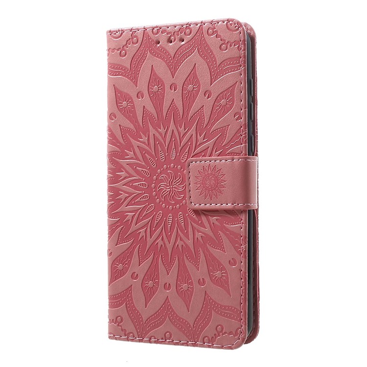 Imprint Sunflower PU Leather Wallet Phone Casing for Motorola Moto G7/G7 Plus - Pink-2