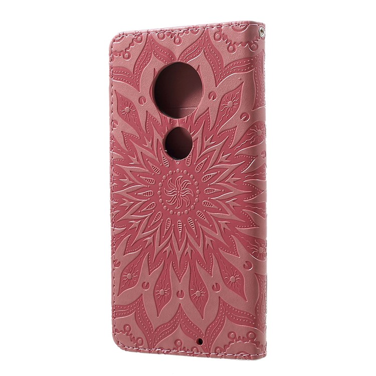 Imprint Sunflower PU Leather Wallet Phone Casing for Motorola Moto G7/G7 Plus - Pink-3