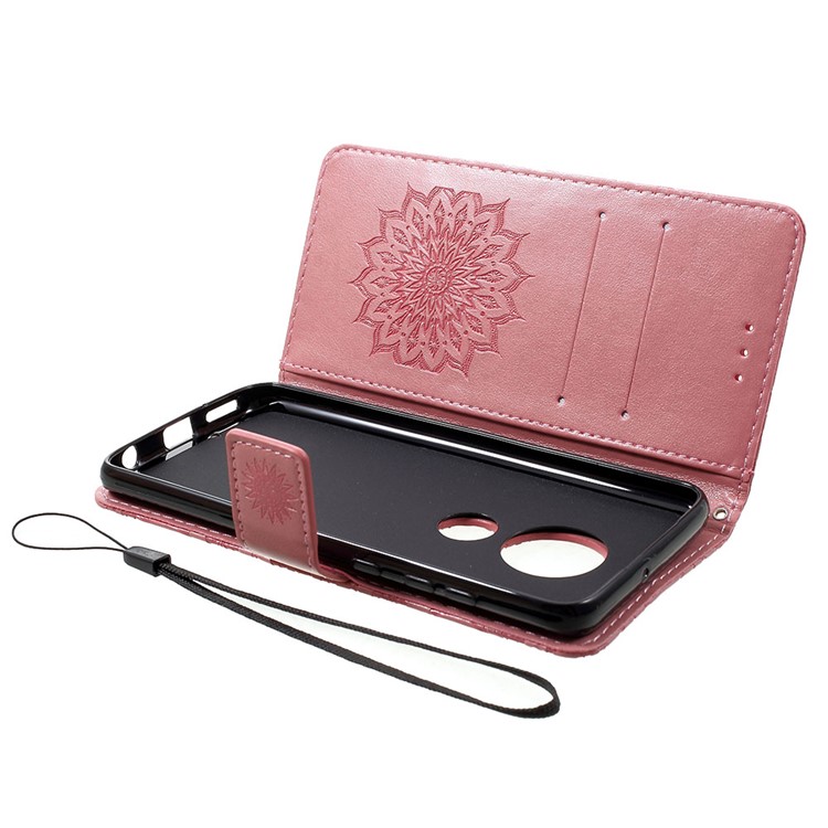 Imprint Sunflower PU Leather Wallet Phone Casing for Motorola Moto G7/G7 Plus - Pink-5