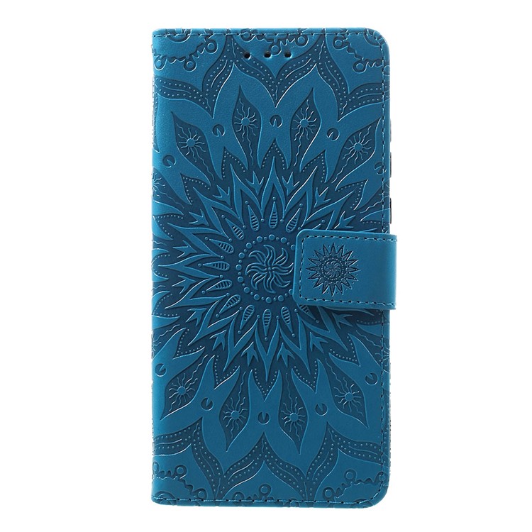 Aufdruck Sonnenblume PU-Leder-Portemonnaie-Handygehäuse Für Motorola G7 / G7 Plus - Blau-1