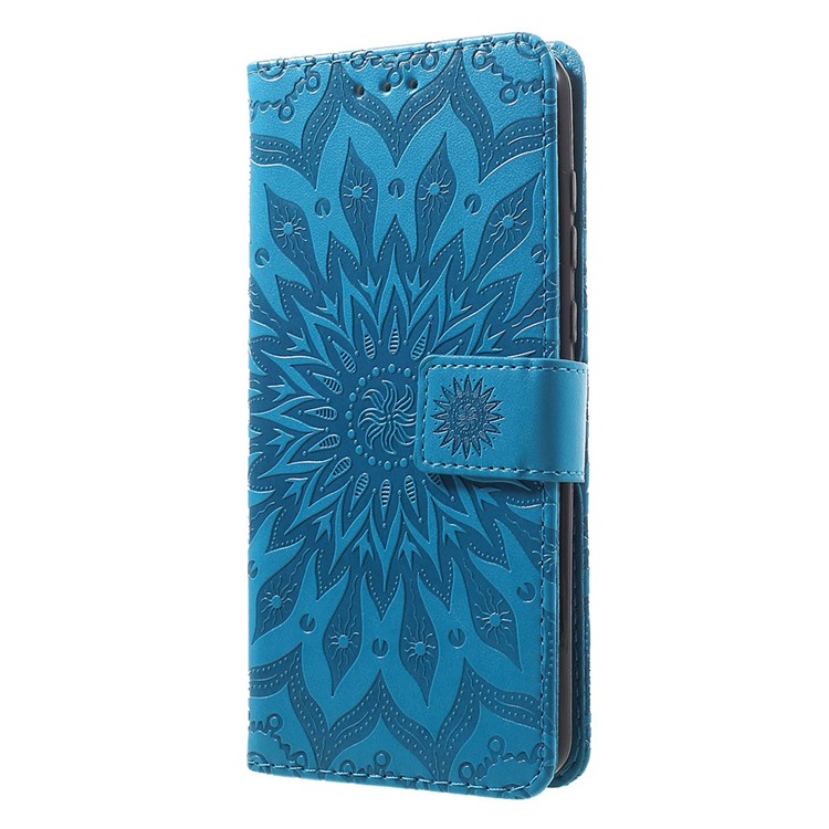 Aufdruck Sonnenblume PU-Leder-Portemonnaie-Handygehäuse Für Motorola G7 / G7 Plus - Blau-2