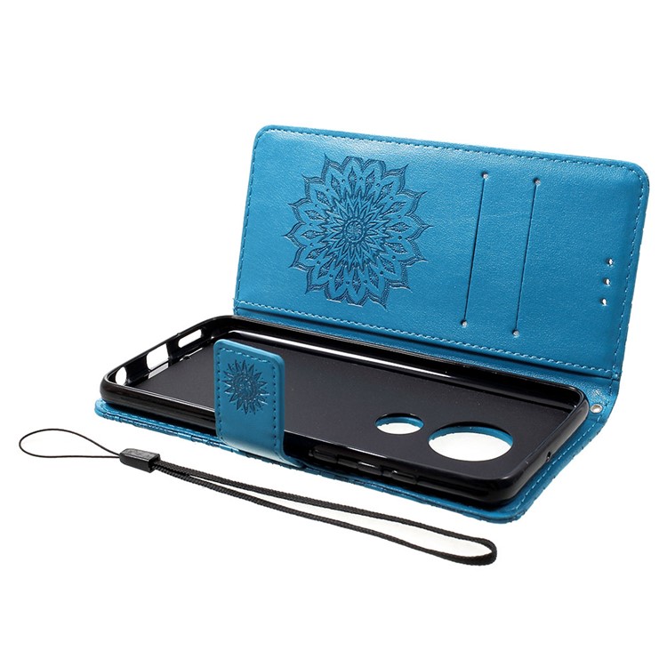 Aufdruck Sonnenblume PU-Leder-Portemonnaie-Handygehäuse Für Motorola G7 / G7 Plus - Blau-5