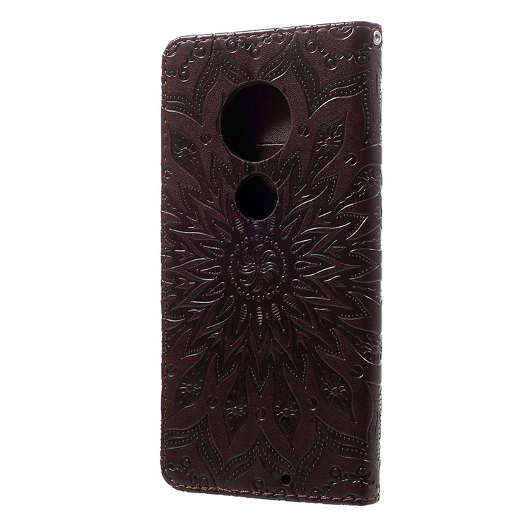 Imprint Sunflower PU Leather Wallet Phone Casing for Motorola Moto G7/G7 Plus - Brown-3