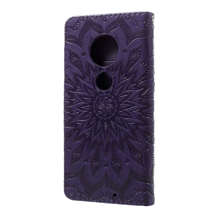 Imprint Sunflower PU Leather Wallet Phone Casing for Motorola Moto G7/G7 Plus - Purple-3