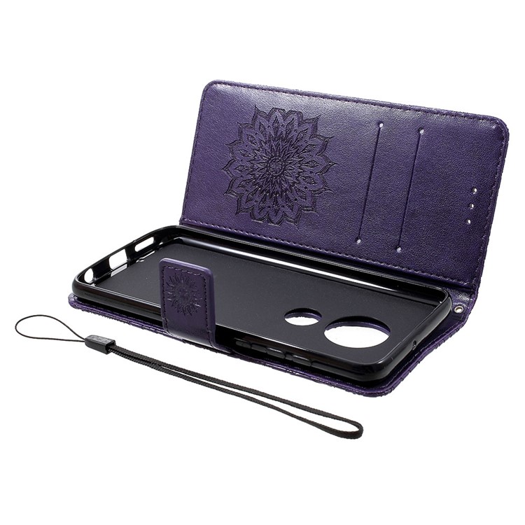 Imprint Sunflower PU Leather Wallet Phone Casing for Motorola Moto G7/G7 Plus - Purple-5