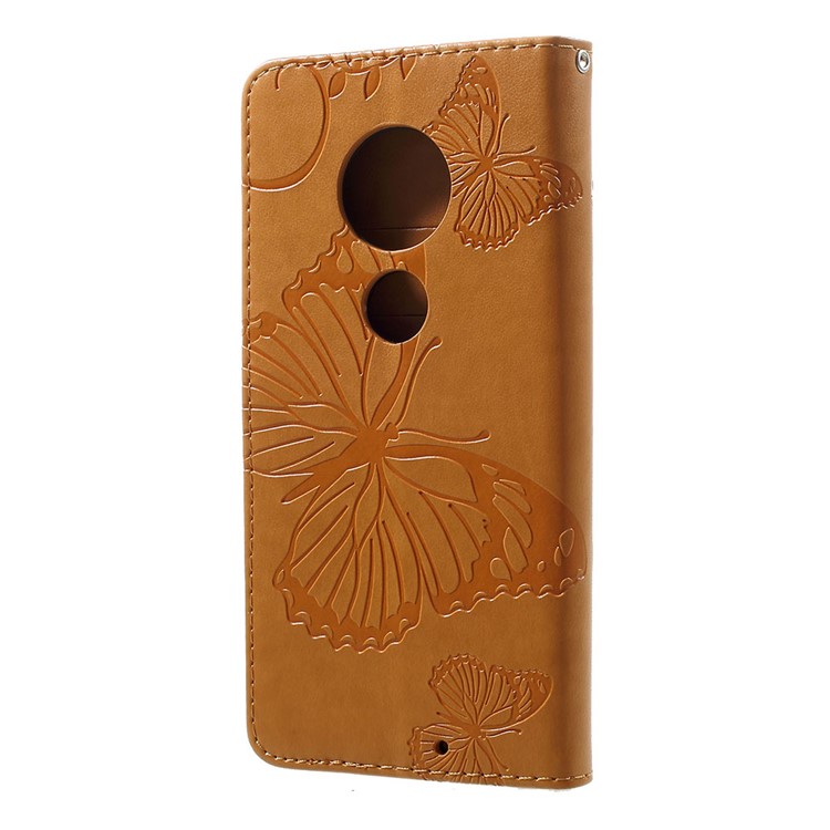 Imprinted Butterfly PU Leather Folio Flip Cover with Wallet Stand for Motorola Moto G7/G7 Plus - Yellow-3
