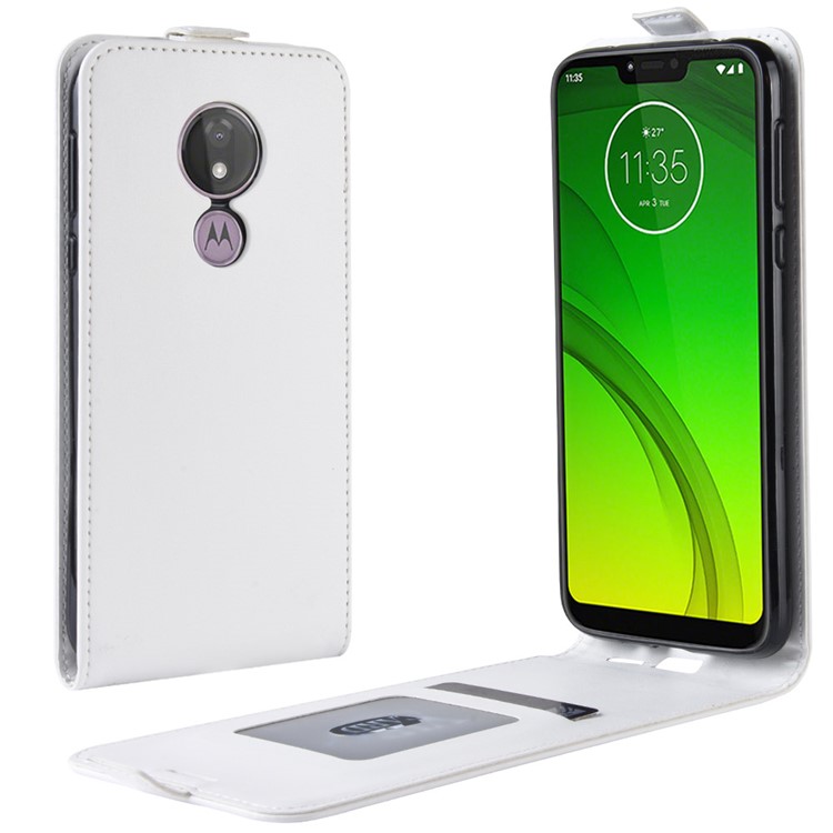 Crazy Horse Vertical Flip PU Leather Protection Shell for Motorola Moto G7 Power (US Version) - White-1