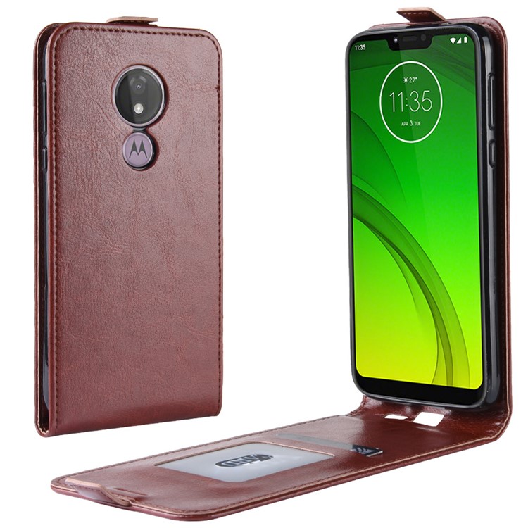 Crazy Horse Vertical Flip PU Leather Protection Shell for Motorola Moto G7 Power (US Version) - Brown-1